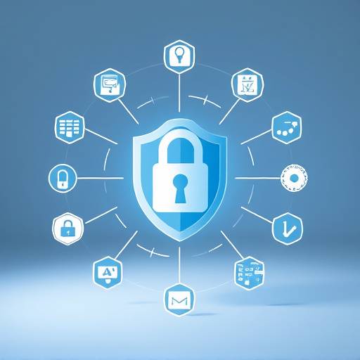 Security icons representing data protection and privacy measures